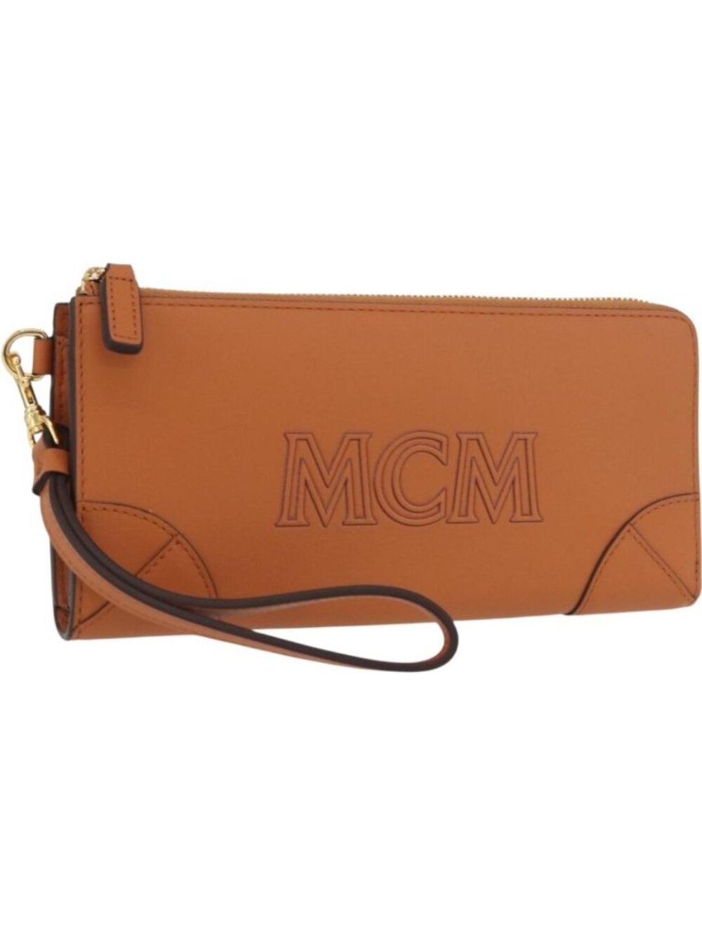 MCM Long Wallet Leather Brown Gold MYLDATA04